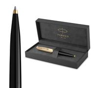 Parker 51 bolígrafo | cuerpo de lujo de color negro con adorno dorado | punta mediana de 18 K con recambio de tinta negra | estuche de regalo