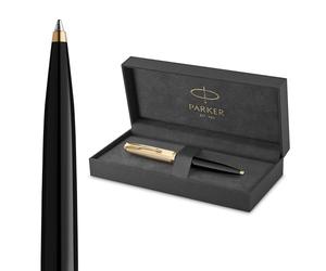 Parker 51 bolígrafo | cuerpo de lujo de color negro con adorno dorado | punta mediana de 18 K con recambio de tinta negra | estuche de regalo