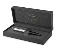 Parker 51 bolígrafo | cuerpo negro con adorno cromado | punta mediana con recambio de tinta negra | estuche de regalo
