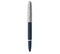 Parker 51 pluma estilográfica | cuerpo azul medianoche con adorno cromado | plumín fino con cartucho de tinta negra | estuche de regalo