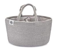 Parker Baby Rope Diaper Caddy Organizer - Nursery Storage Bin and Car Organizer for Diapers and Baby Wipes - Gray