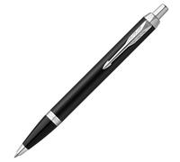 Parker Pens Bolígrafo IM negro mate con detalles cromados punta mediana tinta azule caja para regalo