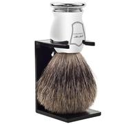 Parker - Brocha de afeitar y soporte con mango cromado