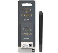 Parker Cartuchos de recambio de tinta para pluma estilográfica | Largo | Tinta negra QUINK | 10 unidades (blíster)