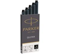 Cartuchos de recarga de tinta para plumas estilográficas Parker | Largo | Tinta QUINK negra | 5 unidades