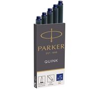 Cartuchos de recarga de tinta para plumas estilográficas Parker | Largo | Tinta QUINK azul | 5 unidades