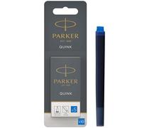 Cartuchos de recarga de tinta para plumas estilográficas Parker | Largo | Tinta QUINK azul lavable | 10 unidades (blíster)