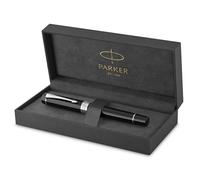 Parker Duofold Classic Centennial pluma estilográfica | negro con acabados en paladio | plumín mediano de oro macizo | tinta negra y convertidor