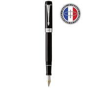 Parker Duofold Classic, Pluma estilográfica, Negro (Black - Palladium Finish), Plumín mediano