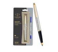 Parker Galaxy Stainless Steel Gold Trim Roller Ball Pen