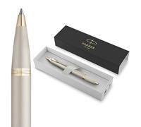 Parker Pens Bolígrafo IM Monochrome, tinta azul, acabado champagne, punta media, estuche de regalo