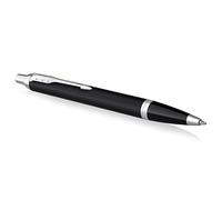 Parker Pens Bolígrafo IM negro mate con detalles cromados punta mediana tinta azule caja para regalo