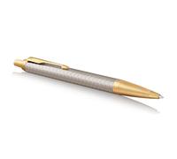 Parker IM - Bolígrafo, Punta mediana, color Plata (Premium Warm Silver Golden trim)