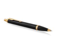 Parker Pens Bolígrafo IM punta mediana lacado negro adorno dorado tinta azul en estuche de regalo