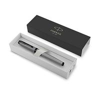 Parker IM bolígrafo roller | Gris mate con adornos negros | Punta fina con recambio de tinta negra | Estuche de regalo