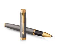 Parker Bolígrafo roller IM | lacado gris con adornos dorados | punta fina de acero inoxidable | estuche de regalo