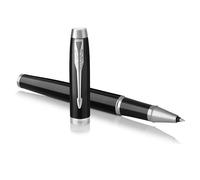 Parker IM Bolígrafo Roller | Punto fino | lacada en negro con adorno cromado | tinta negra | en estuche de regalo