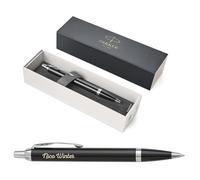 PARKER IM Core Bolígrafo con grabado, bolígrafo premium, caja de regalo, mina negra, regalo personalizado, nombres, grabados, aniversario, cumpleaños (Black Lacquer C.C.)