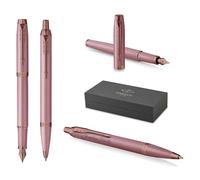 PARKER IM - Juego de bolígrafo y pluma estilográfica con grabado personalizado - Bolígrafo de lujo personalizado - The Finishing Touch Collection regalo para bodas, cumpleaños, oficina (malva)