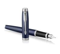 Parker pluma estilográfica IM, azul mate, plumín fino, recambio de tinta azul, caja de regalo