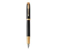 PARKER IM Fountain Pen, Premium Black, Medium Nib with Blue Ink Refill (1931653)