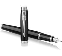 Parker IM pluma estilográfica lacada en negro con adorno cromado plumín medi