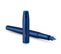 Parker Pens Pluma estilográfica IM monocromática – tinta y detalles azules, punta fina, estuche