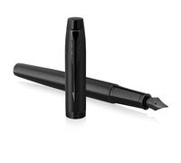 Parker IM pluma estilográfica | Negro mate con adornos negros | Punta mediana con recambio de tinta azul | Estuche de regalo