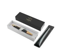 Parker IM Premium - Bolígrafo GT negro + funda negra, juego de regalo de lujo, ribete dorado, set de regalo original