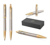 PARKER IM Premium - Bolígrafo y bolígrafo con grabado | Bolígrafo premium | Caja de regalo | Regalo personalizado | Aniversario | Cumpleaños (Warm Silver G.C.)