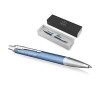 PARKER IM Premium Twist Bolígrafo con grabado, bolígrafo premium, caja de regalo, tinta azul, elegante, regalo personalizado, nombres, grabados, aniversario (Blue Grey C.C.)