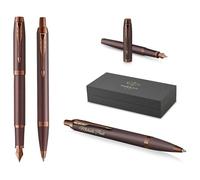PARKER IM Professionals - Juego de bolígrafo y pluma estilográfica monocromática con grabado | bolígrafo premium | caja de regalo | Pantrone azul | personalizado | cumpleaños (Borgoña)