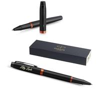 PARKER IM Professionals Vibrant Rings Bolígrafo de punta redonda con grabado, bolígrafo premium, caja de regalo, mina negra, regalo personalizado, nombres, cumpleaños (naranja PVD)