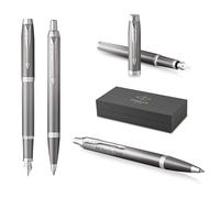 Parker IM Rituals - Bolígrafo y pluma estilográfica con grabado, color gris y cromado