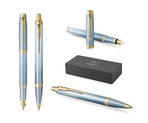PARKER IM Rituals - Bolígrafo y pluma estilográfica con grabado, color verde turquesa