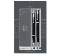 Parker IM set de regalo doble con bolígrafo y pluma estilográfica, acabado negro