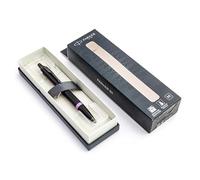 Parker IM Vibrant Rings - Bolígrafo de punta redonda, color morado amatista, negro mate con anillos morados, bolígrafo de escritura premium para profesionales