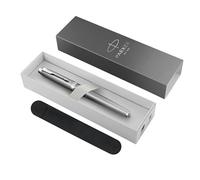 Parker IM Writing Rituals - Pluma estilográfica, acabado gris con degradado, bordes cromados, punta fina, tinta azul, caja de regalo con estuche de terciopelo