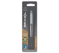 Parker Jotter Bolígrafo | Acero inoxidable con detalle cromado | Punta mediana Tinta azul | Embalaje sin plásticos