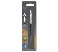Parker Jotter Bolígrafo | Bond Street Black con detalle cromado | Punta mediana Tinta azul