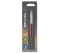 Parker Pens Bolígrafo Jotter Kensington Red – detalle cromado – punta mediana, tinta azul