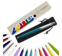 Parker Jotter - Bolígrafos de escritura a mano y suministros de papelería, ideal para Navidad y se pueden grabar regalos (sin grabado, azul pavo real, caja de regalo cardada (respetuoso con el medio