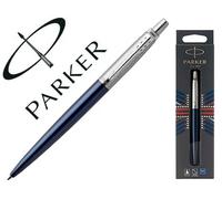 Parker Pens Bolígrafo Jotter – Royal Blue con detalle cromado, punta mediana, tinta azul