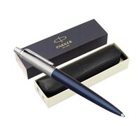 Parker Jotter - Estuche de metal negro con cremallera para bolígrafo, diseño icónico, punta media, tinta recargable QuinkFlow