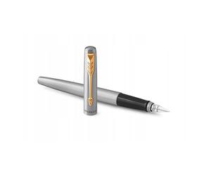 Parker Jotter GT Pluma estilográfica de acero inoxidable tamaño mediano color dorado (tinta azul)