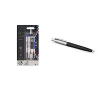 Parker Jotter London Paquete de recambios Discovery tres recambios Quinkflow + Originals Colección de bolígrafos, acabado clásico negro, punta mediana, tinta azul, una unidad