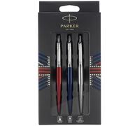 Parker Jotter London paquete Trio Discovery: bolígrafo de color azul Royal, bolígrafo de gel de color rojo Kensington y portaminas de acero inoxidable