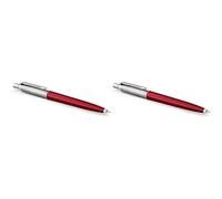 PARKER Jotter Originals Colección de bolígrafos, acabado clásico rojo, punta mediana, tinta azul, una unidad (Paquete de 2)