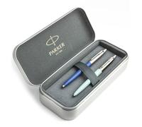 Parker Jotter Originals - Juego de bolígrafo azul vaquero y azul ártico con elegante logotipo de caja de metal