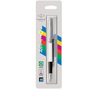 Parker Jotter Originals pluma estilográfica, acabado blanco clásico, plumín mediano, tinta negra y azul